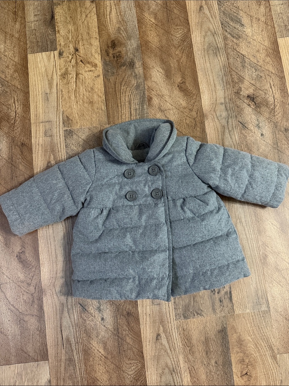 Baby Gap Primaloft  Quilted Winter Coat in Heather Gray Sz 0-6 months
